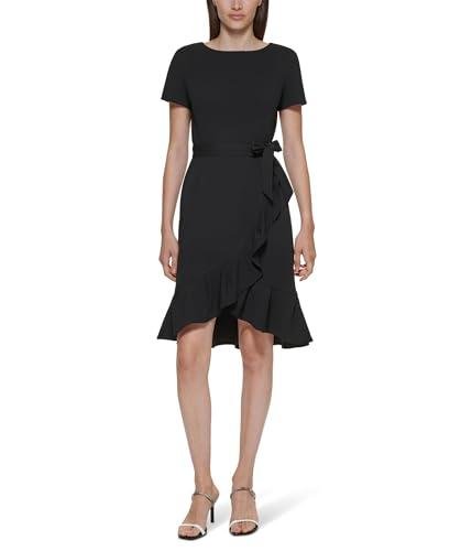 Elegant Black Ruffle Skirt Dress for Women
