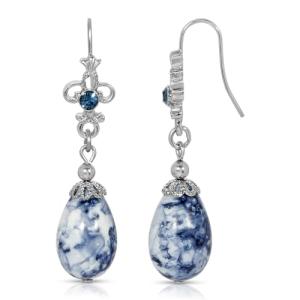 Denim Crystal Drop Earrings by 1928 Jewelry