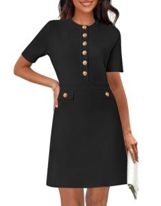 Elegant Black Knit Sweater Dress for Women