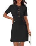 Elegant Black Knit Sweater Dress for Women