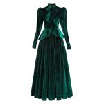 Victorian Green Dress with Puff Sleeves