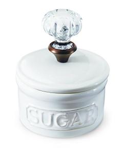 White Sugar Bowl with Door Knob Design