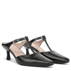 Black Leather Gem Pumps for Women