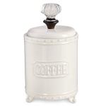 White Ceramic Coffee Container with Elegant Knob Handle