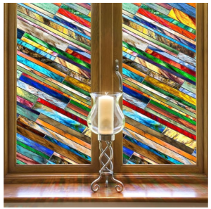 Vintage 3D Stained Glass Window Privacy Film