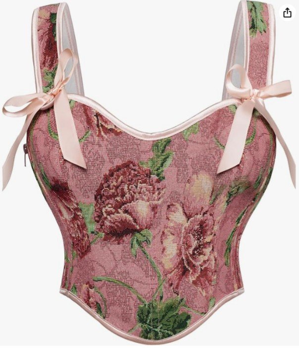 Victorian Floral Corset with Sweetheart Neckline