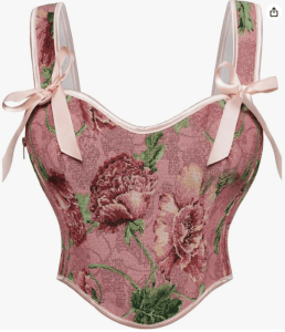 Victorian Floral Corset with Sweetheart Neckline
