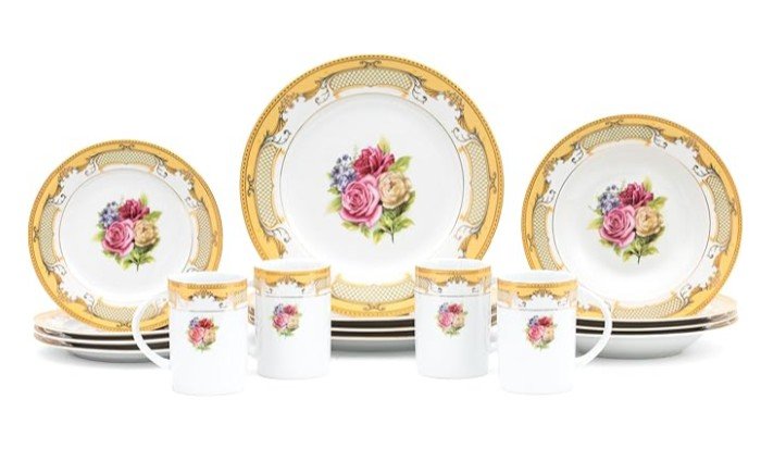 Vintage-Inspired Porcelain Dinnerware Set for 4