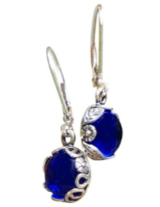 Vintage Botanical Leverback Earrings in Sterling Silver