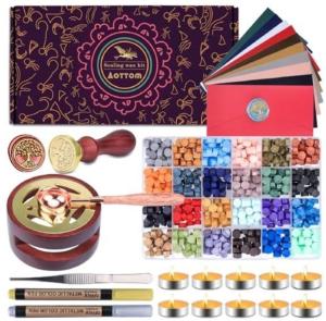 Wax Seal Kit: Stamp, Beads, Warmer, Envelopes