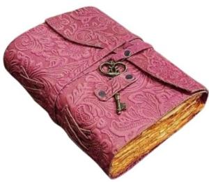 Pink Vintage Leather Journal Grimoire - 8X6