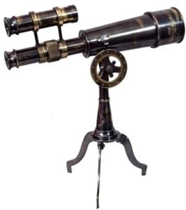 Vintage Brass Telescope on Tripod Stand - Black Antique
