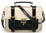 ECOSUSI Women Leather Satchel Crossbody Bag, Black/Beige 