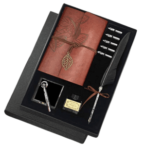 Antique Feather Quill Pen Calligraphy Set, Black Gift Box | Classic Historia