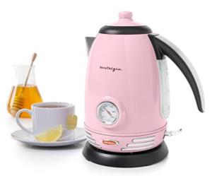 Retro Pink Stainless Steel Electric Tea Kettle | Classic Historia