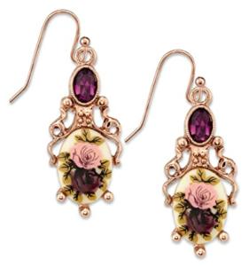 Rose Gold Manor House Floral Drop Earrings | Classic Historia