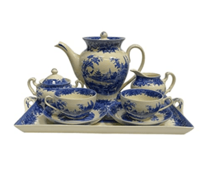 Blue Pagoda Transferware Porcelain Tea Set - Antique Reproduction | Classic Historia