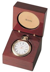 Gold-tone Bulova B2662 Ashton Pocket Watch, Mahogany Box | Classic Historia