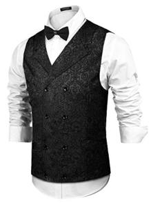 COOFANDY Men's Steampunk Victorian Slim Fit Floral Vest 