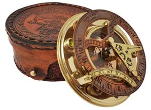 Brass Nautical Sundial Compass & Clock Gift Set 