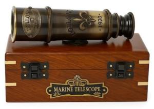 Vintage Marine Spyglass Telescope in Branded Wooden Box 