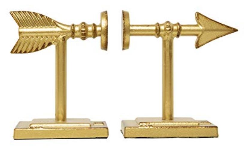Gold Cast Metal Arrow Bookends - Set of 2