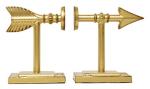 Gold Cast Metal Arrow Bookends - Set of 2