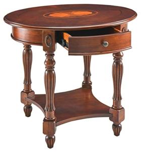 Victorian Cherry Wood Oval End Table with Drawer