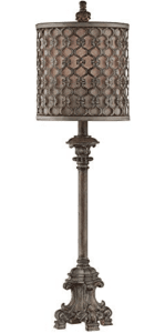 Beige Scroll Metal Buffet Table Lamp