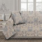 Elegant Damask Chenille Sofa Cover with Tassels 