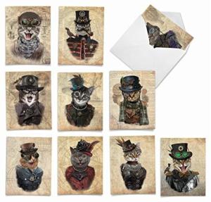 Cute Blank Cat Note Cards - Set of 10