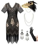 1920s Flapper Dress with Accessories - Great Gatsby
