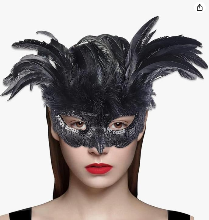 AotheFory Peacock Feather Halloween Masquerade Mask