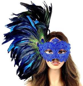 Venetian Feather Masquerade Mask for Women