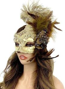 Elegant Feathered Venetian Masquerade Mask for Parties