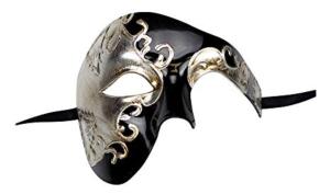 Yacanna Black Silver Phantom Masquerade Half Face Mask
