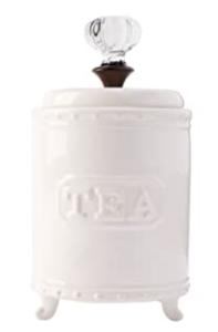 White Ceramic Tea Canister with Door Knob Handle