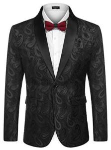 Floral Tuxedo Jacket for Men - Black Paisley
