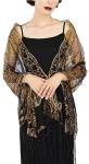 1920s Gold Peacock Sequin Shawl Wrap for Women