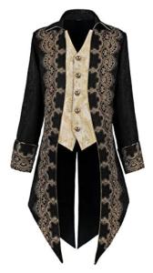 Men's Gothic Victorian Steampunk Frock Coat - Black