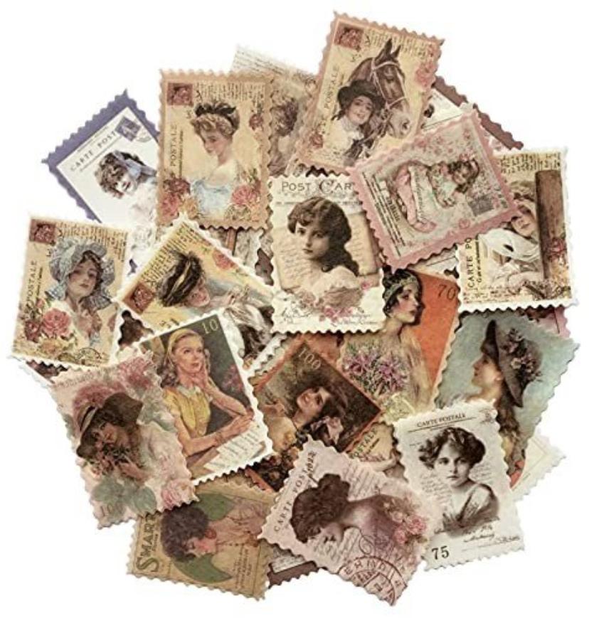 Vintage Stamp Stickers Set for Scrapbooking & Crafts