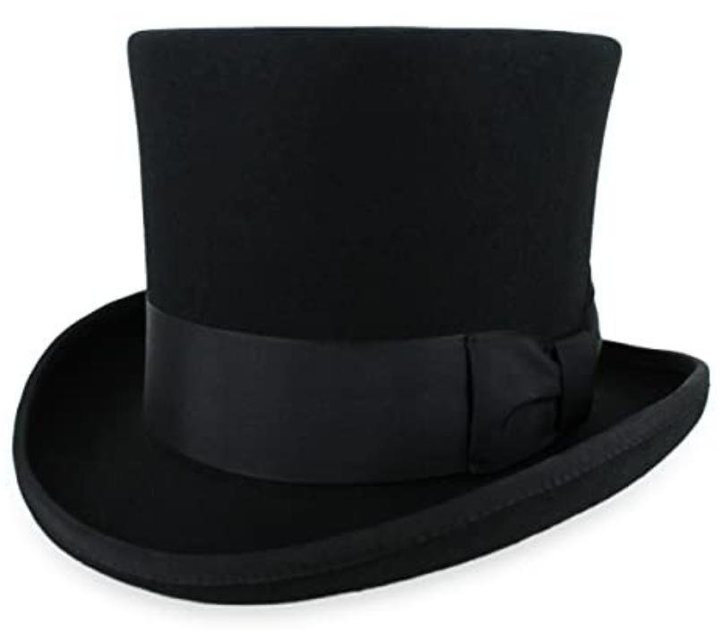 Theater-Quality Black Wool Felt Top Hat