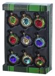 Colorful 9-Piece Glass Reflector Ornament Set