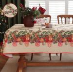 Vintage Holly Berry Christmas Tablecloth 52 x 70 Inches