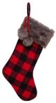 Plaid Faux Fur Cuff Christmas Stocking by Kurt Adler