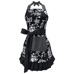 Floral Cotton Apron with Pockets for Women