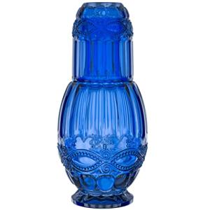 Blue Bedside Water Carafe with Tumbler Set