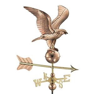 Polished Copper Eagle Cottage Weathervane with Roof Mount