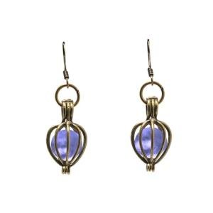 Purple Vintage Bottle Brass Drop Earrings