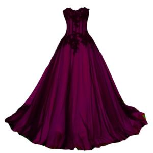 Black Lace Prom Dress with Purple Accents